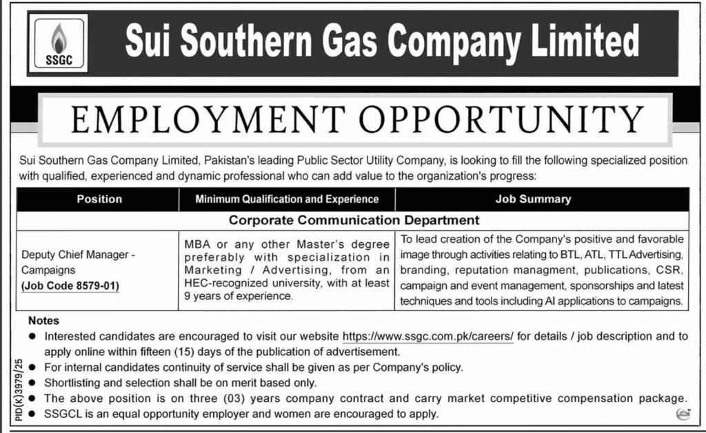 SSGC Jobs 2026