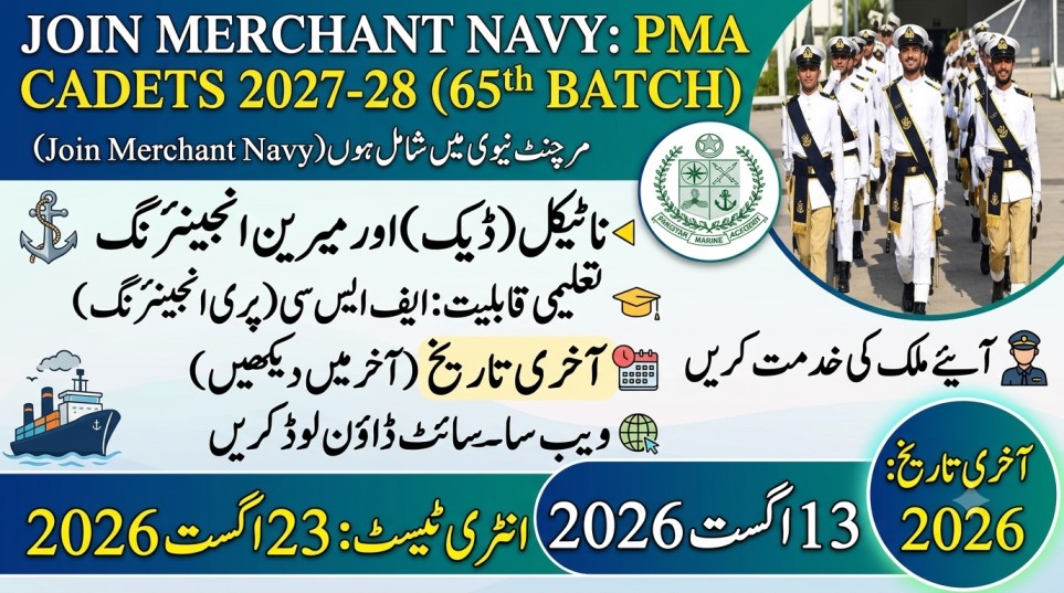 Pakistan Marine Academy Admissions 2027-28 | Marine Cadet Apply Onlin