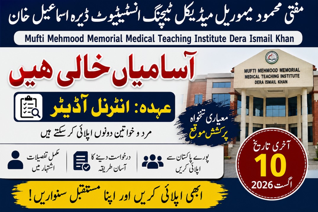 Latest Mufti Mehmood Medical Institute Jobs 2026 Announced
