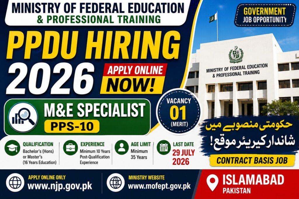 Ministry of Federal Education PPDU Jobs 2026: Apply Online