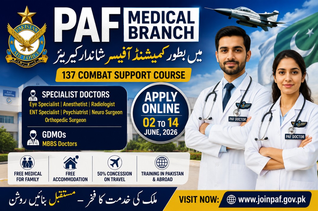 PAF Medical Branch Jobs 2026 | Commissioned Officer Recruitment | Apply Online