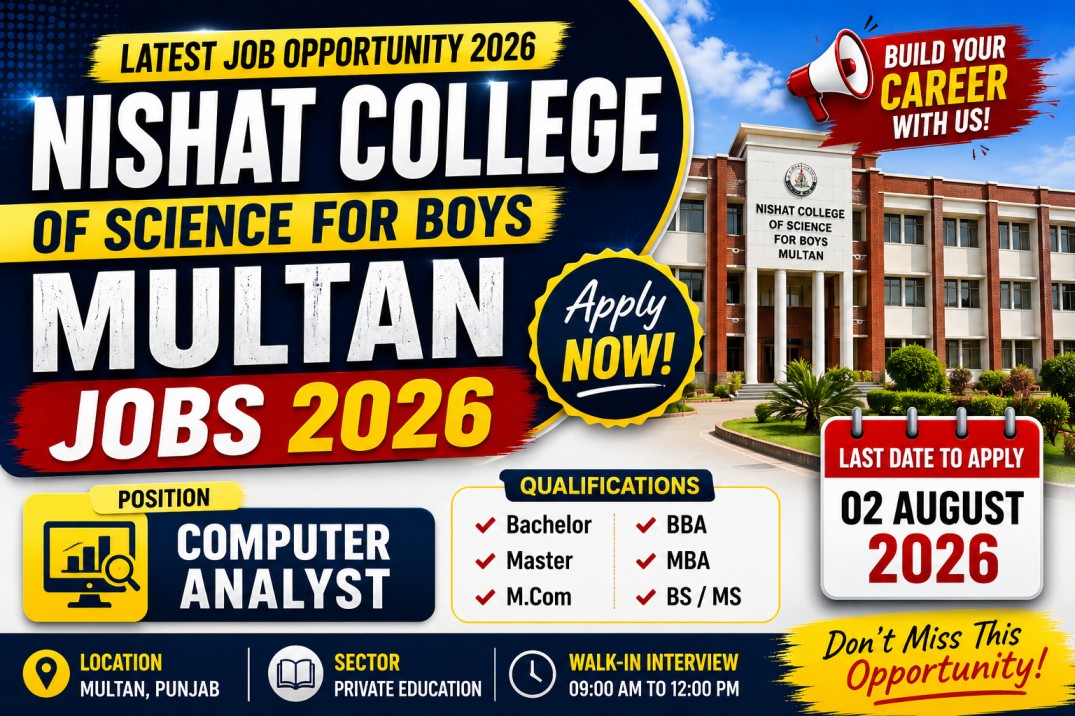 Nishat College of Science for Boys Multan Jobs 2026 Announced for Computer Analyst Position