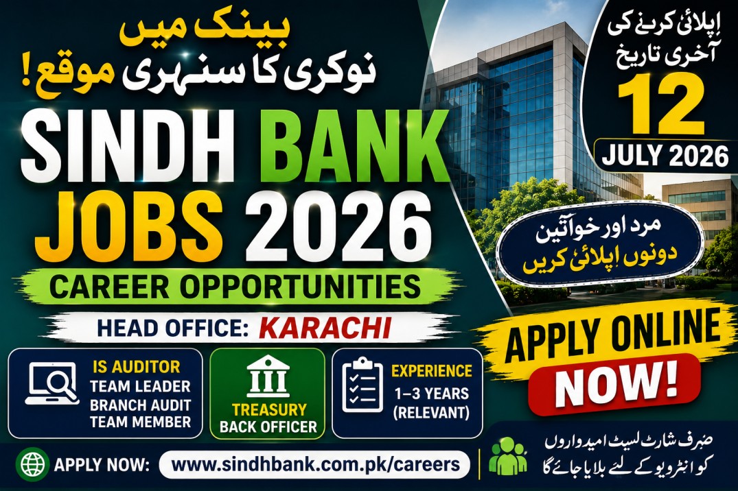 Sindh Bank Jobs 2026 Apply Online | IS Auditor & Treasury Officer Careers
