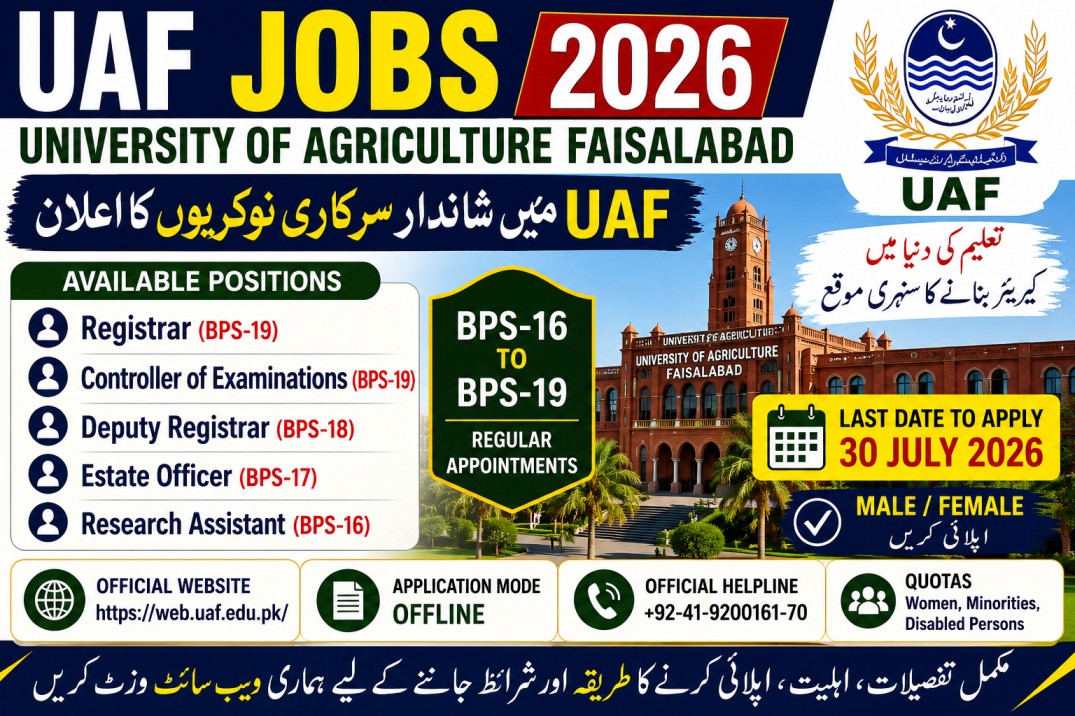 University of Agriculture Faisalabad UAF Jobs 2026 | Apply Now