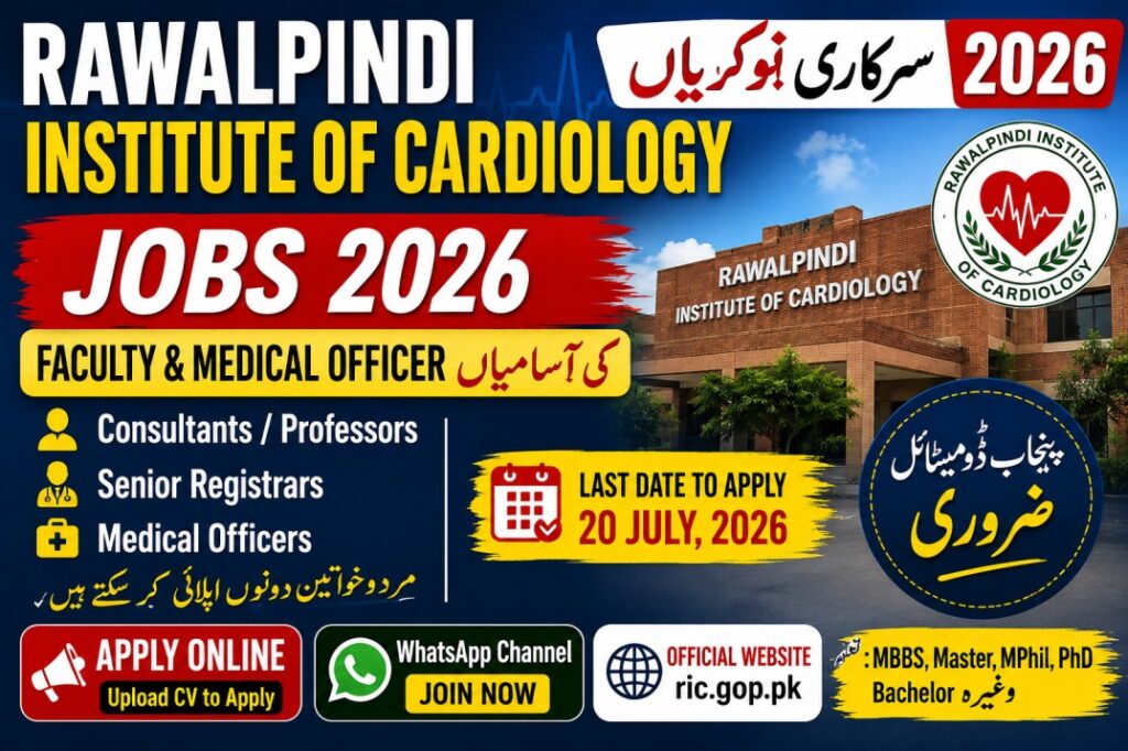 Rawalpindi Institute of Cardiology Jobs 2026 | RIC Faculty & Medical Officer Vacancies Punjab