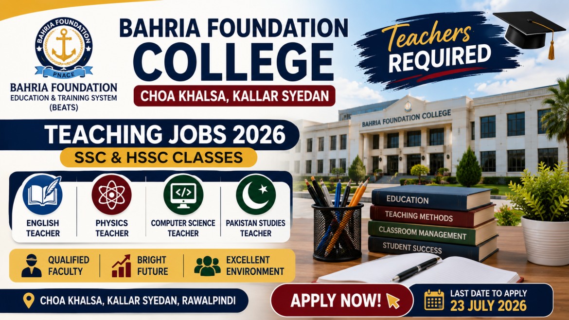 Bahria Foundation College Choa Khalsa Kallar Syedan Teaching Jobs 2026 – Apply Now
