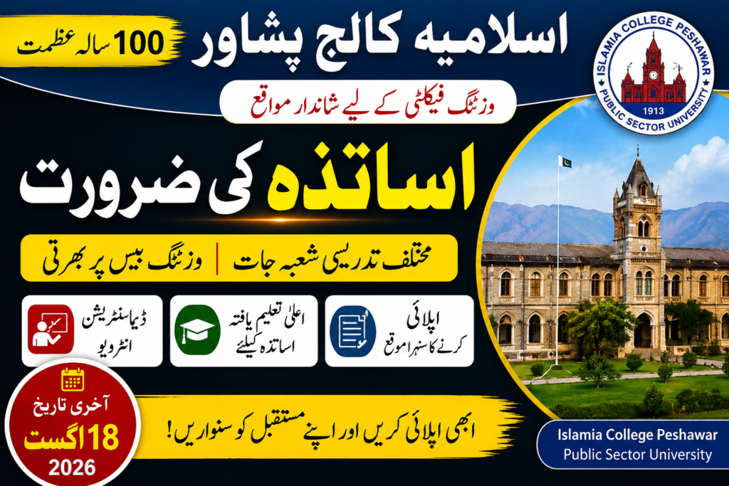 Islamia College Peshawar Visiting Faculty Jobs